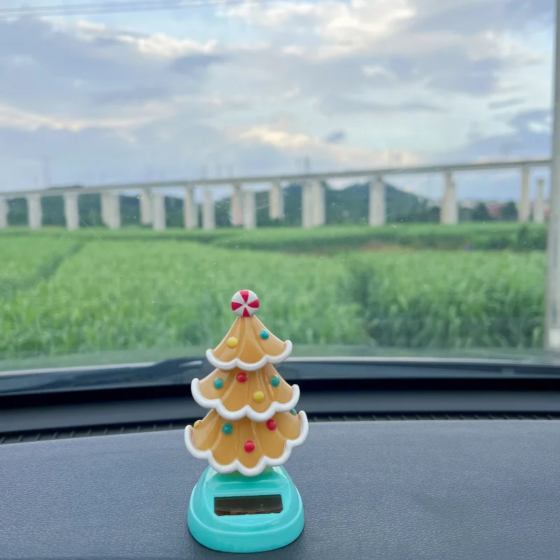 Christmas Solar-Powered Automatic Swinging Car Decor Creative Car Ornament