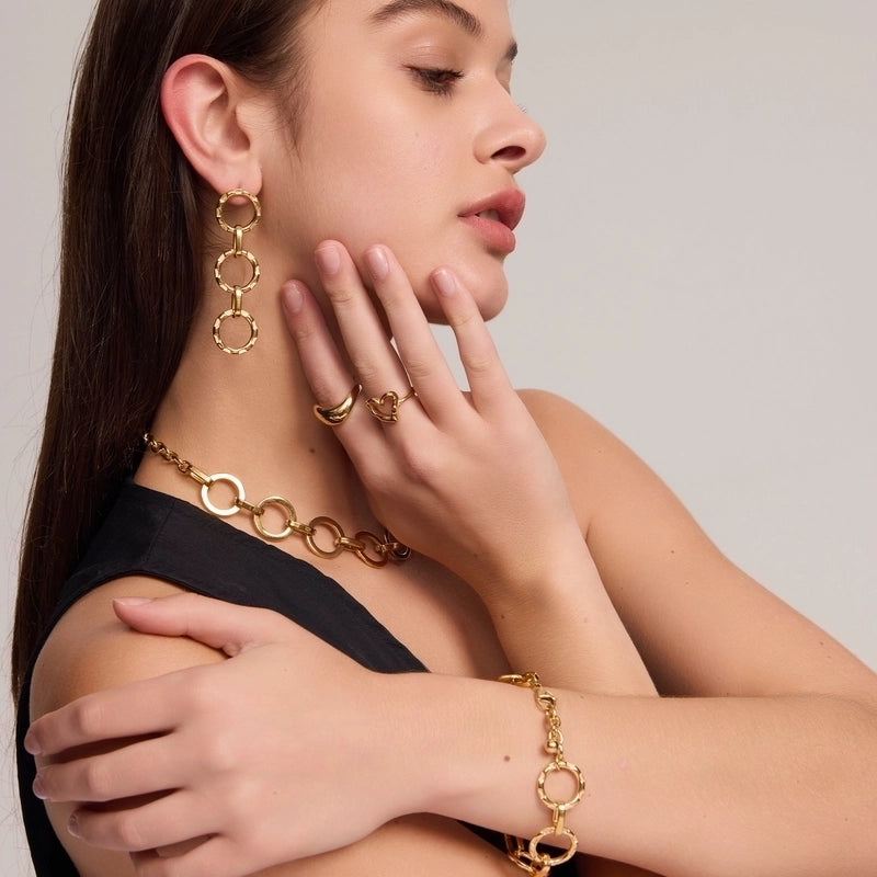 Modern Style Artistic Solid Color 316 Stainless Steel  16K Gold Plated White Gold Plated Gold Plated Stainless Steel Jewelry Sets