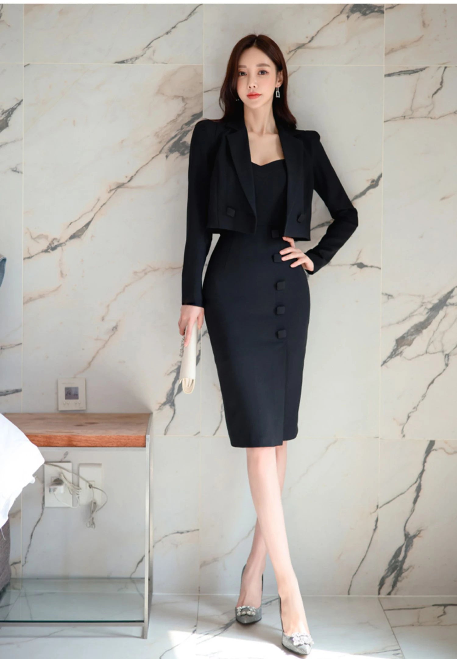 Aiertu Summer Vestidos Korean 2 Pieces Suit Coat And Suspenders Fashion Professional Dress Women Sheath Pencil Dresses Aiertu