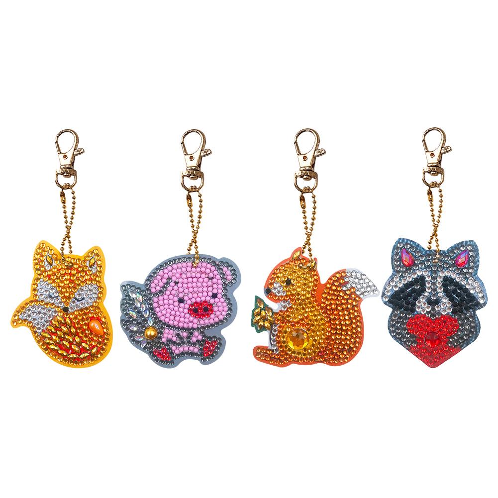 

4pcs Animals-DIY Creative Diamond Keychain, 501 Original