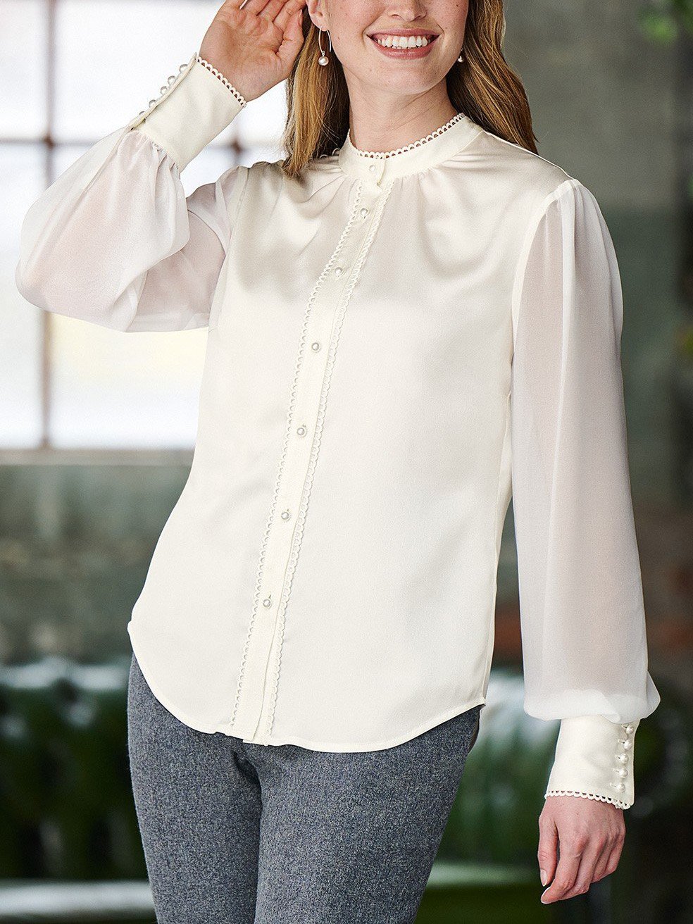 Lace Loop Trim Ladies Lace Loop Trim Shirt