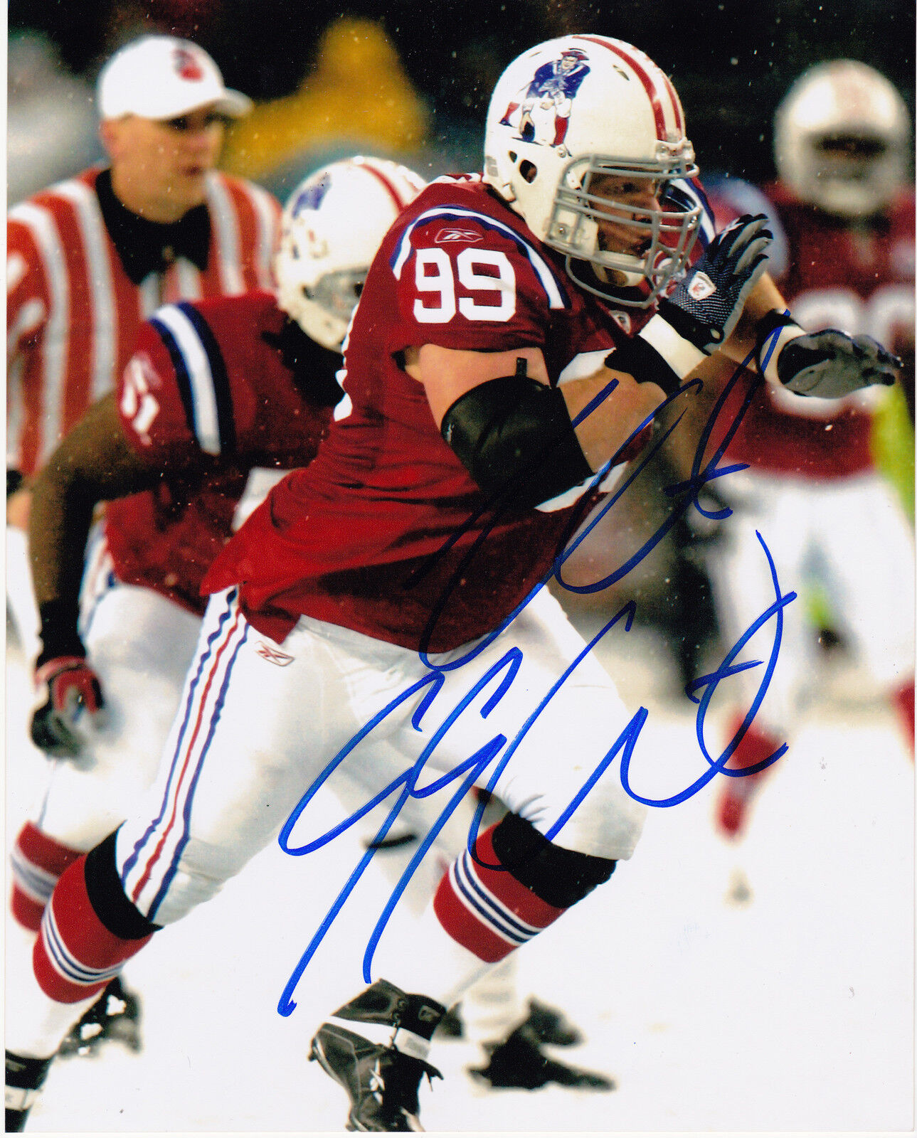 MIKE WRIGHT NEW ENGLAND PATRIOTS ACTION SIGNED 8x10