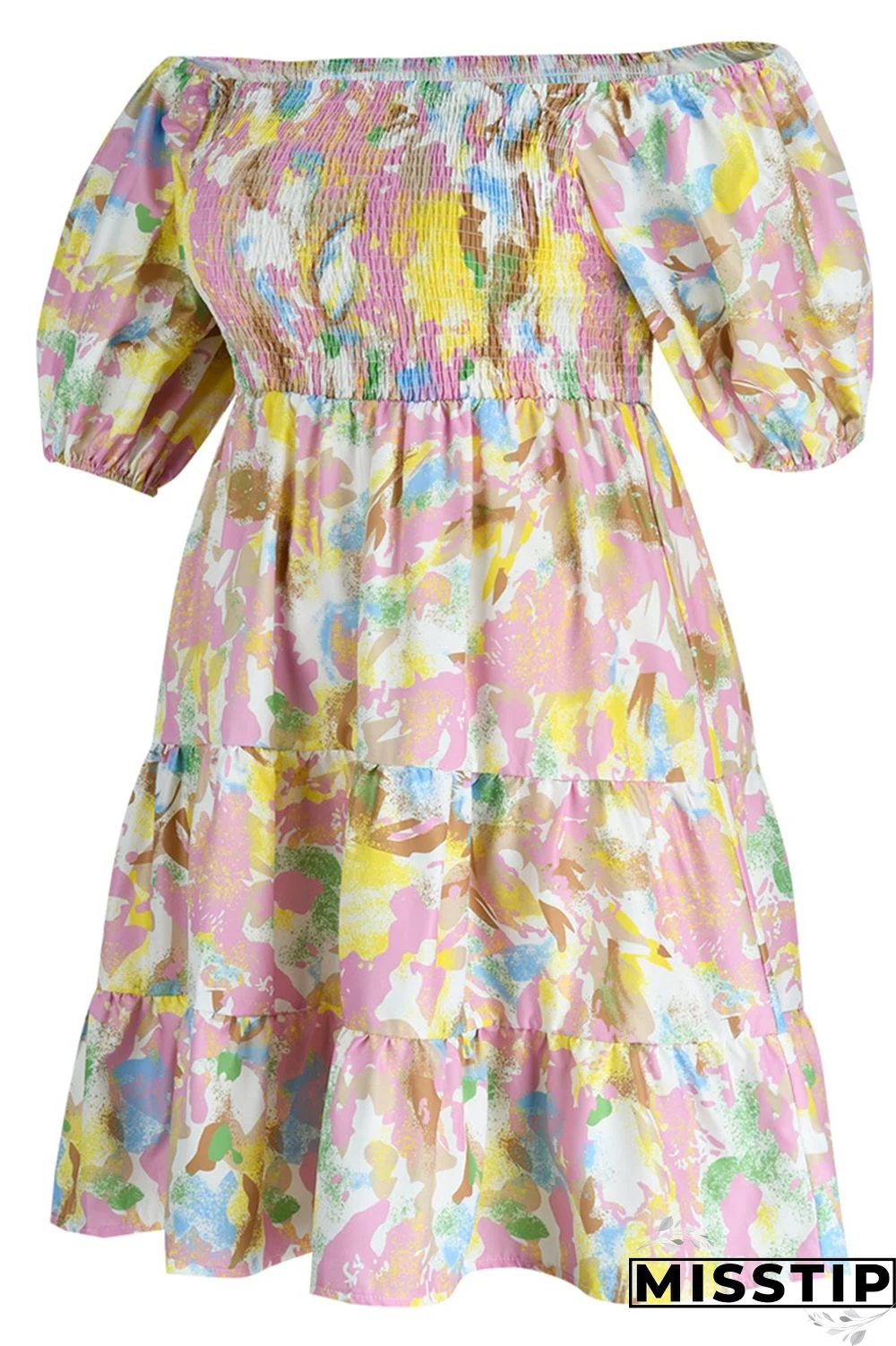 Blue Fashion Casual Plus Size Print Patchwork O Neck Short Sleeve Dress