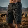 Cotton Blend Cargo Shorts for Men Lightweight Breathable Outdoor Summer Shorts with Multiple Pockets by Inlyline