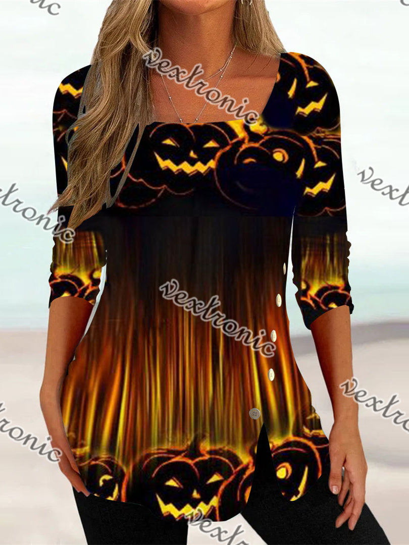 Women Long Sleeve V-neck Graphic Floral Printed Top