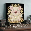 DIY Pearl Painting Pig for Home Wall Decor with Frame(30x30cm)