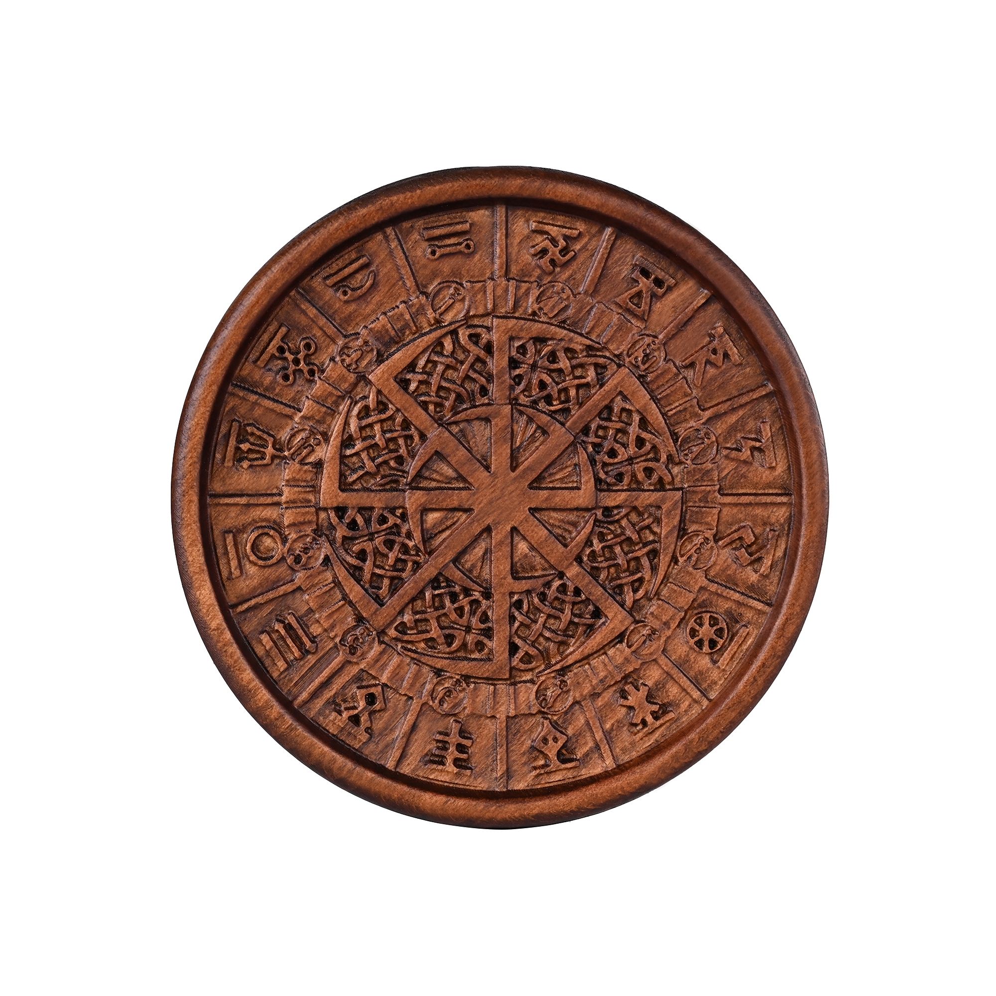 Beech Wood Coaster: Nordic Runes & Celtic Knots – A Portal to Ancient Wisdom
