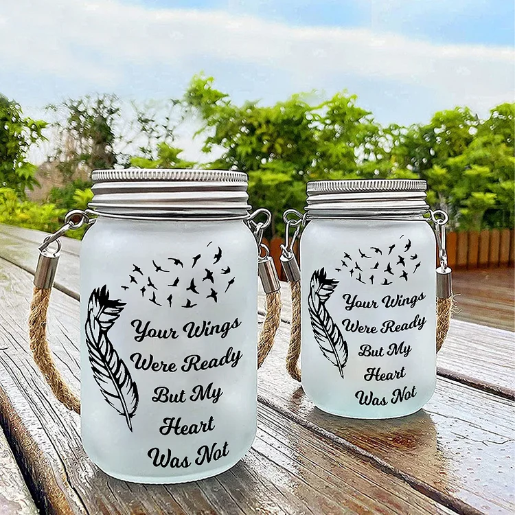 Matte Jar Night Light Memorial Gifts "Your Wings Were Ready But My Heart Was Not"