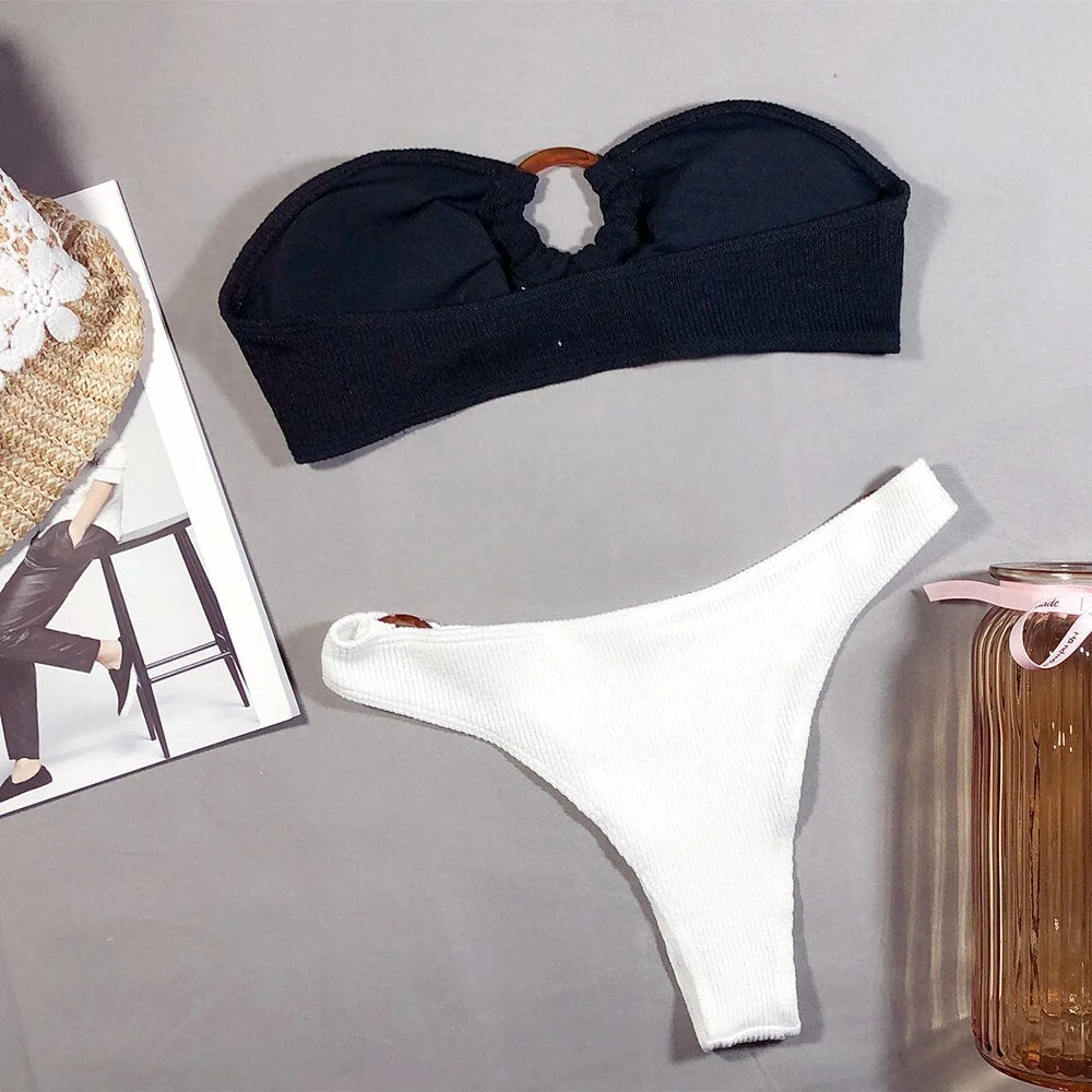 ZTVitality Strapless Bikini 2020 New Arrival Padded Bra Ring Patchwork Sexy Swimsuit Female Low Waist Swimwear Women Biquini S-L