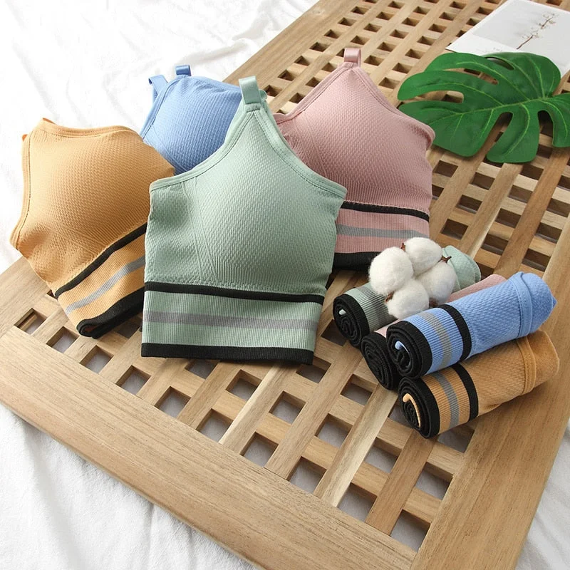 Meet'r Women Bra Panties Set Seamless Top Female Sport Crop Top Beauty Back Bralette Brief Sexy Lingerie Fitness Underwear Set