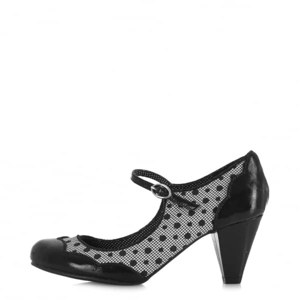 Black Polka Dot Cone Heel Mary Jane Pumps |FSJ Shoes