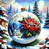 (40*40cm)Christmas Poinsettia Ball - Full Round Drill Diamond Painting