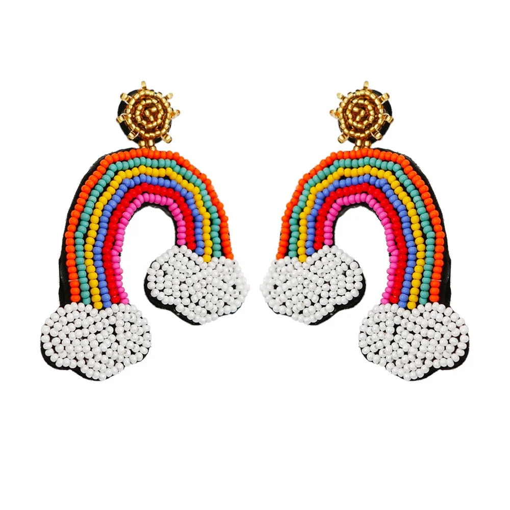 Dvacaman Boho Ethnic Colorful Tassel Macrame Earrings Handmade Cotton Thread Fringed Knotted Pendant Earrings for Women Jewelry