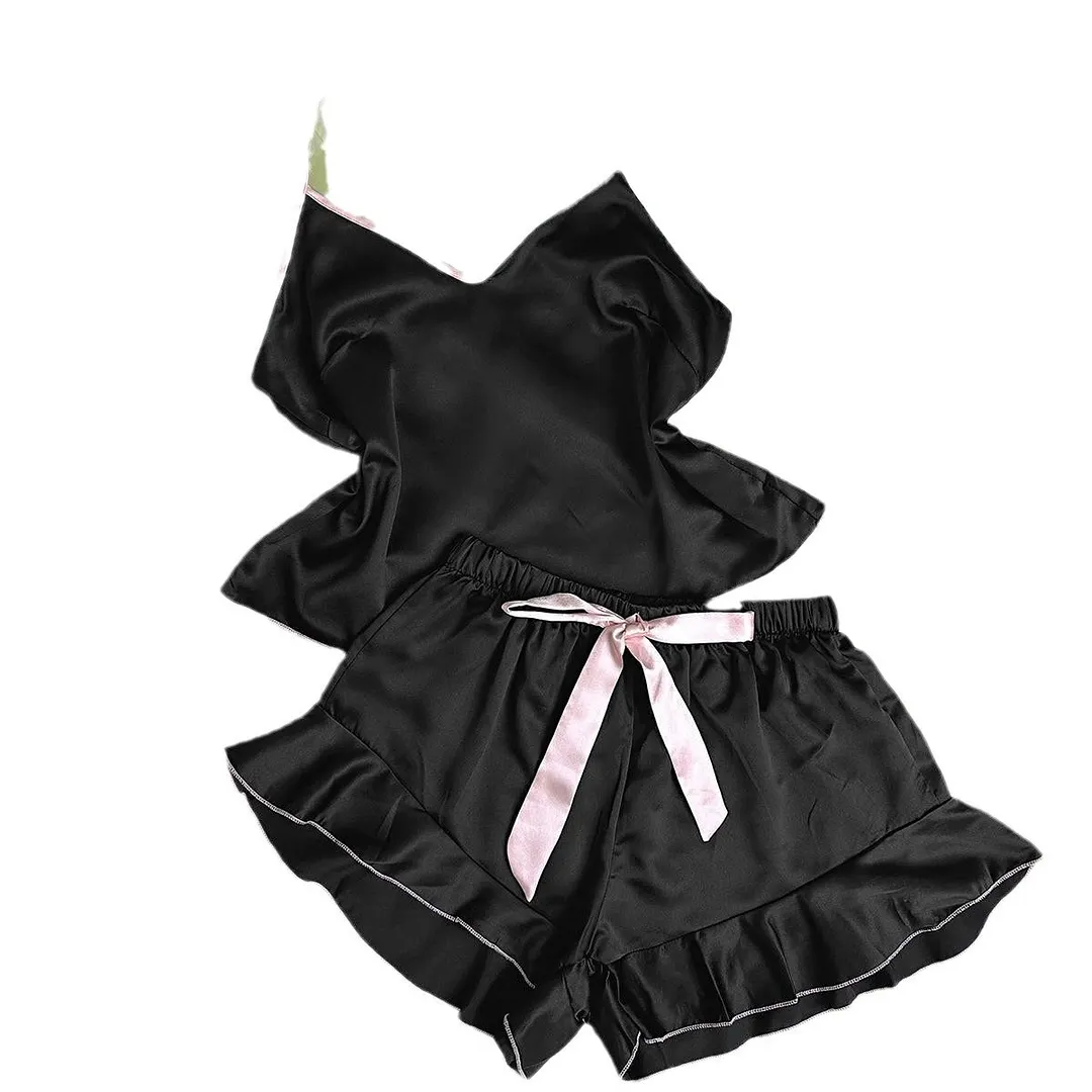 Churchf Sexy Sling Skirt Women's Summer Fashion Vest Shorts Set Home Silk Ice Silk Pajamas