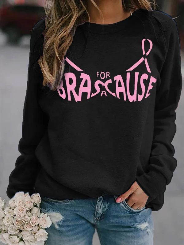 Breast Care BRAS FOR A CAUSE Printed Casual Sweatshirt