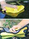 Car Wash Towel Absorbent Coral Fleece Towel for Home Cleaning Yellow+Grey