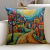 Colorful House-11CT Stamped Cross Stitch Pillowcase 45*45cm