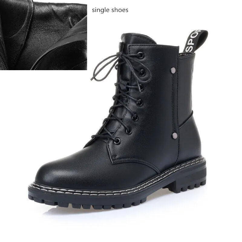 AIYUQI Winter Boots shoes Women 2021 New Genuine Leather Ladies Snow Boots Wool Warm 3 Colors Non-slip Women's Ankle Boots