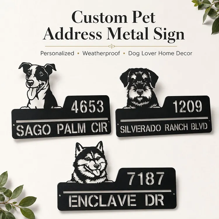 Personalized Dog Breed House Number Sign