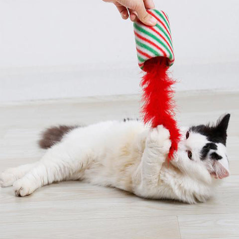 Christmas paper tube cat toy