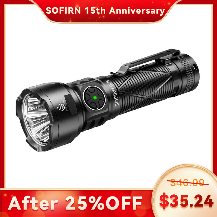 SOFIRN SR15 Rechargeable Flashlight High Lumen, 4500 Lumen Super Bright Flashlight, Long Beam Distance EDC Flashlight