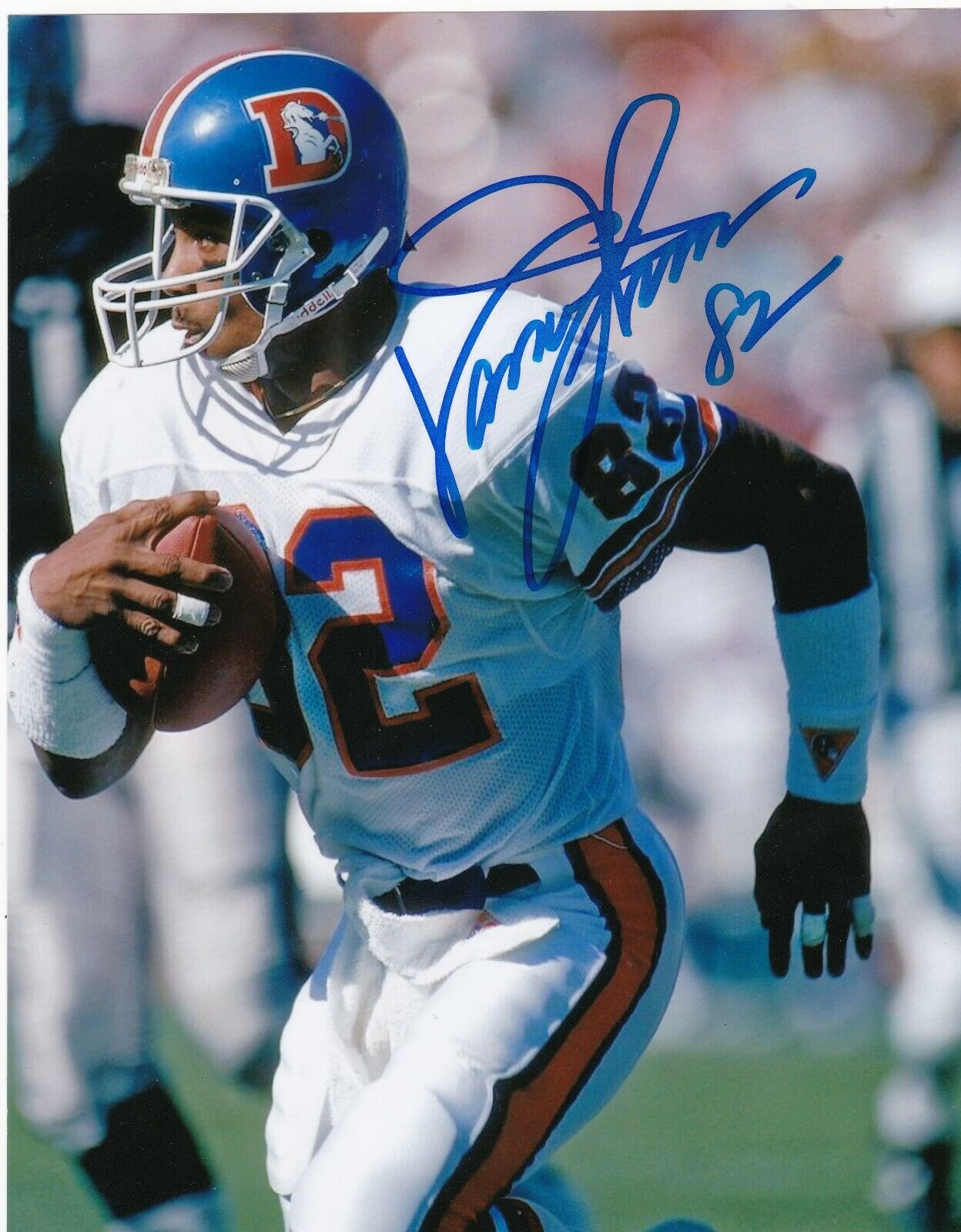 VANCE JOHNSON DENVER BRONCOS ACTION SIGNED 8X10