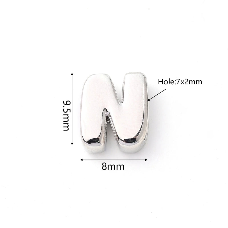 1 Pc/Package 9.5x6mm 9.5×7.5mm 9.5x8mm 7x2mm Copper White Gold Plated Letter Bubble Polished Beads