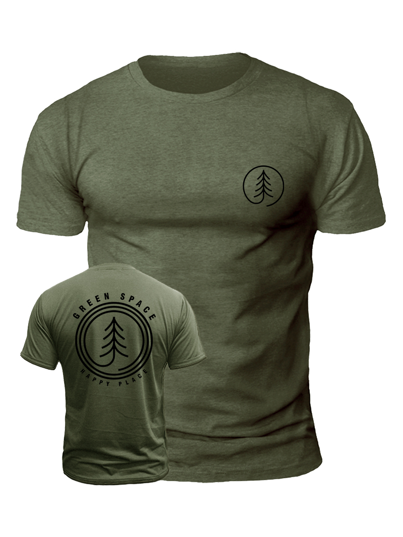 Men's Green Space Print Casual Short Sleeve T-shirt