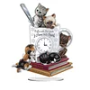 Diamond Painting Acrylic Cat and Book   Clock Ornament
