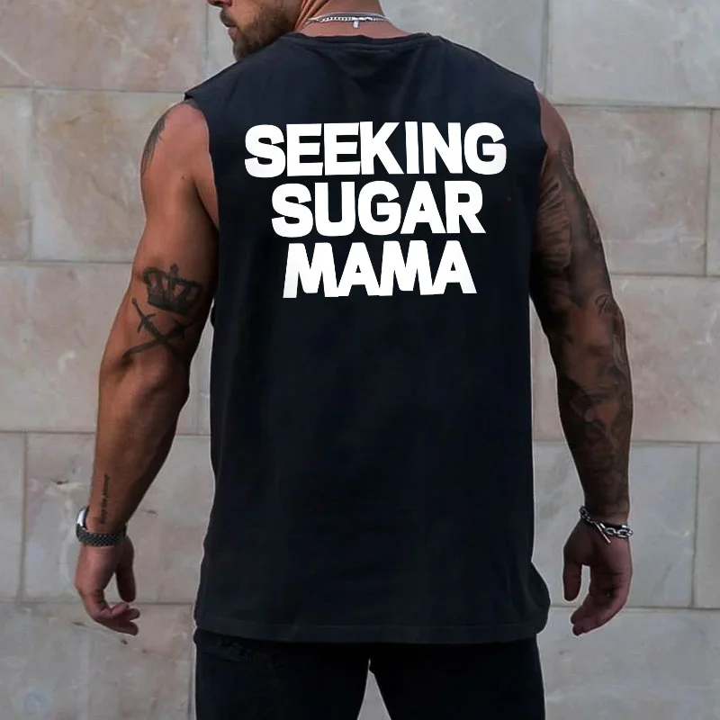 SEEKING SUGAR MAMA Letter Graphic Black Print Vest