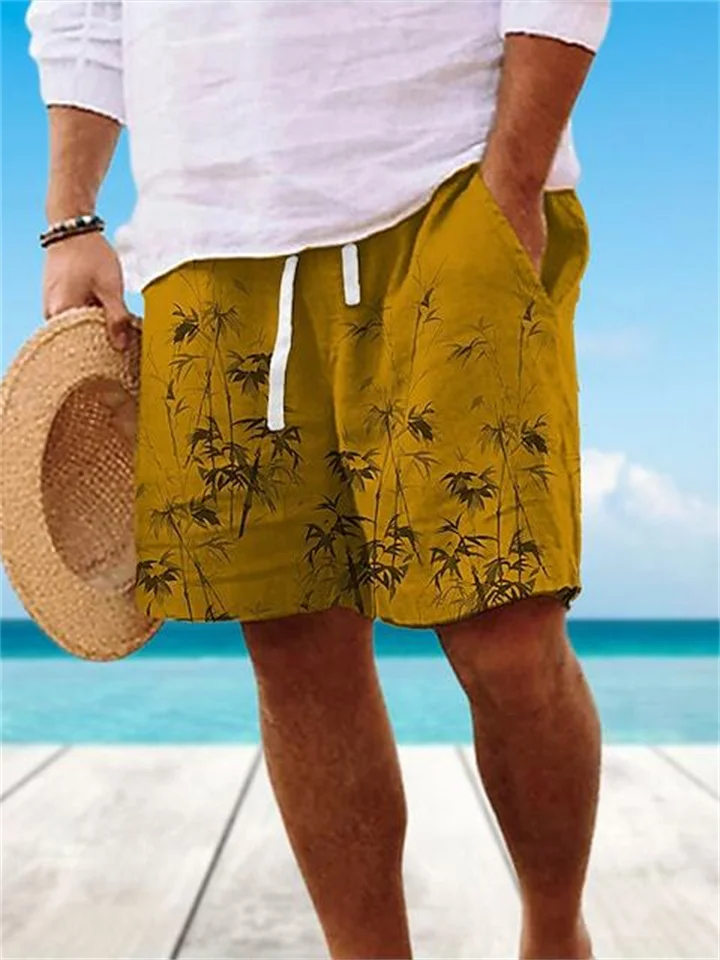 Brown Gray Drawstring Loose Shorts Men's Summer Pants Large Size