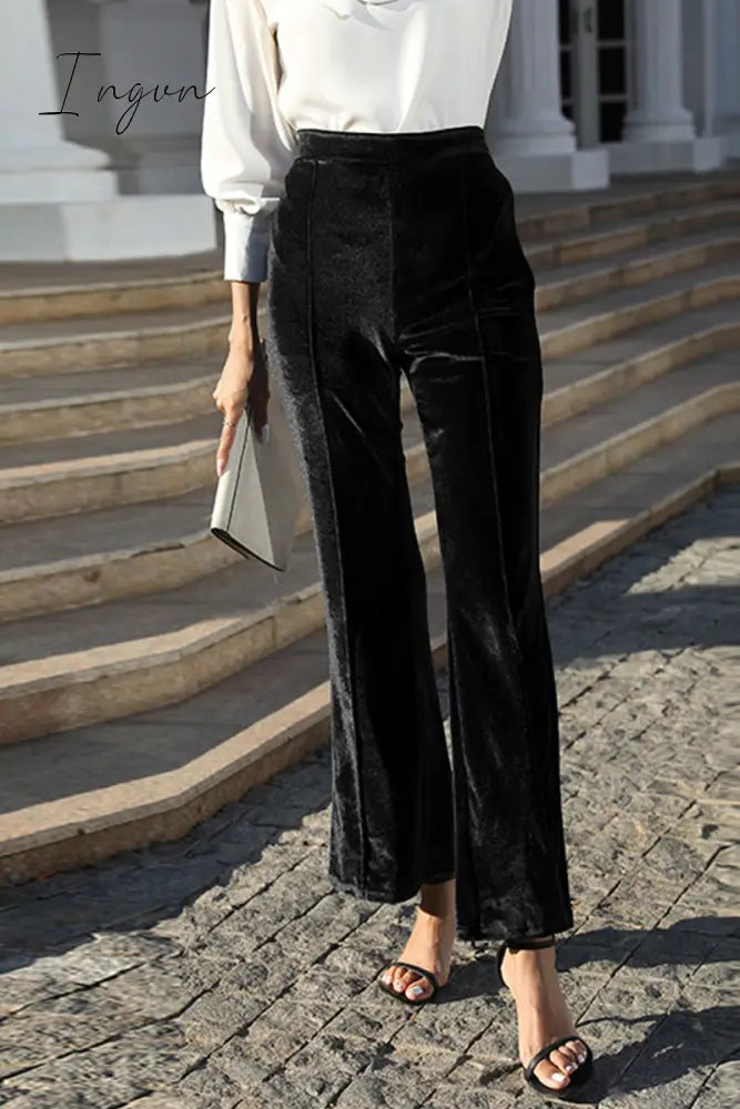Ingvn - Elegant Solid Patchwork High Waist Speaker Color Bottoms(5 Colors) Black / S Bottoms/Pants