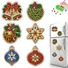6PCS  DIY Pearl Diamond Painting Christmas Fridge Magnets, Sparkling Rhinestone Refrigerator Magnet Craft Kit for Home Decor & Gifts