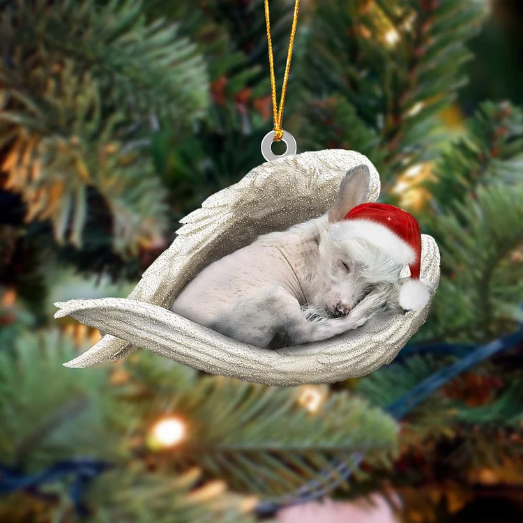 Chinese Crested Sleeping Angel Christmas Ornament