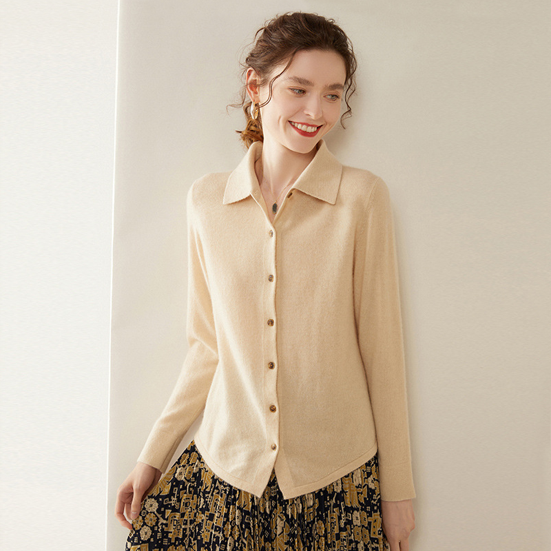 Women's Lapel Cashmere Shirt REAL SILK LIFE