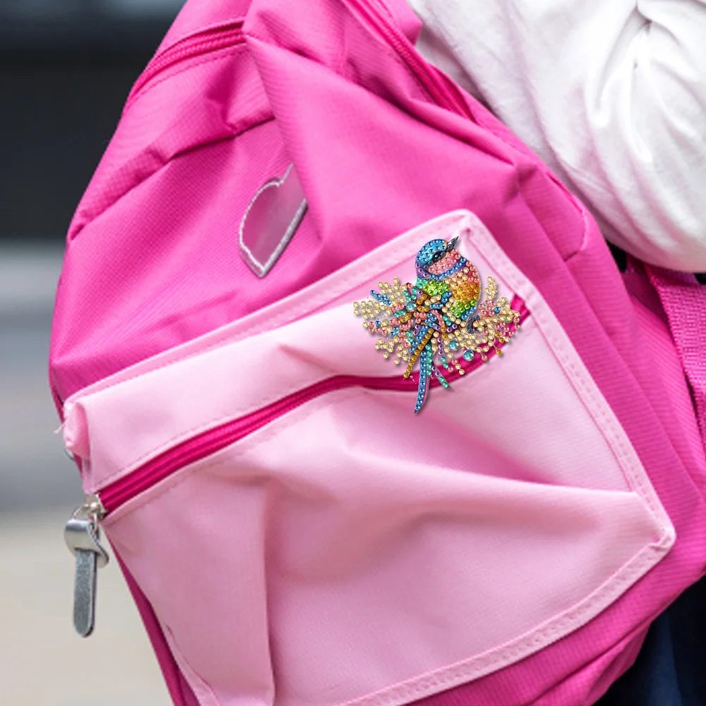 4Pcs DIY Colorful Bird Diamond Painting Brooch DIY Diamond Badge Pins for Art Crafts