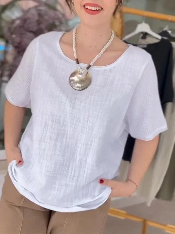 Casual Round Neck Short Sleeve Top
