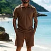 Men's Casual Vacation Polo Shirt And Shorts Set by Inlyline