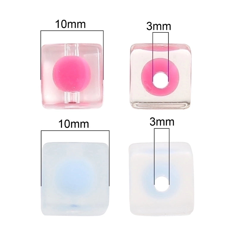 10 PCS/Package 10 * 10mm Hole 3~3.9mm Arylic Square Beads