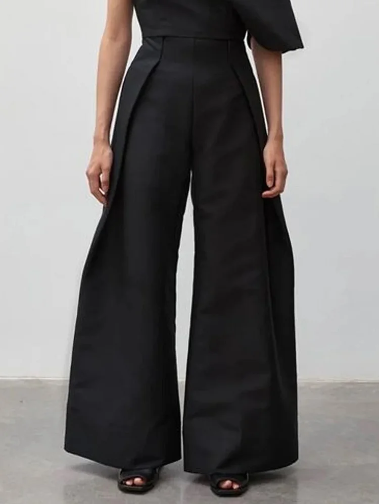 Loose Sleeveless Solid Color Off-The-Shoulder Two Pieces Set