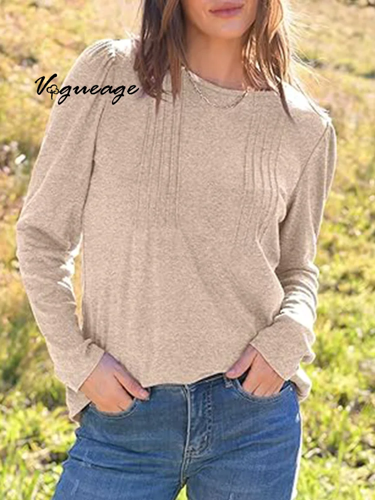 Fashion Solid Color All-Match Round Neck Long-Sleeved T-Shirt