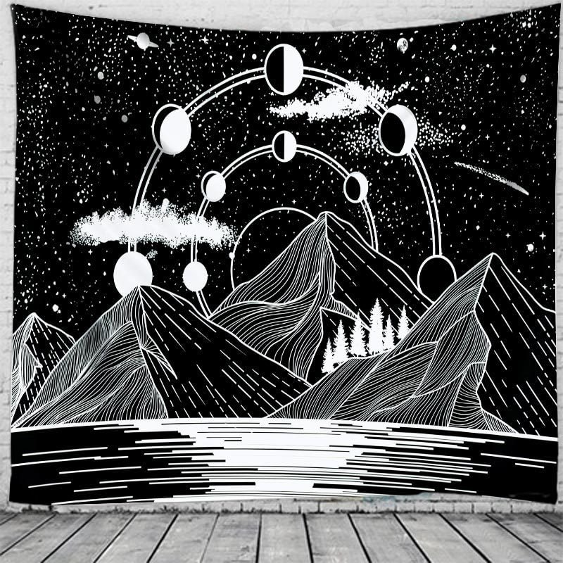 White Black Sun And Moon Tapestry Gossip Tapestries Mandala Tapestry Wall Hanging  Hippie Wall Rugs Dorm Decor Blanket 95x73cm