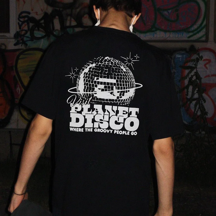 Visit Planet Disco Where The Groovy People GO T-shirt
