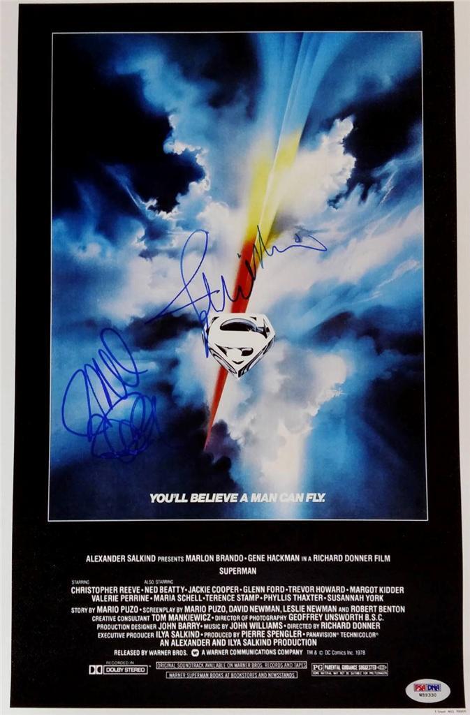 JOHN WILLIAMS RICHARD DONNER Signed SUPERMAN 11x17 Canvas Movie Poster ~ PSA COA