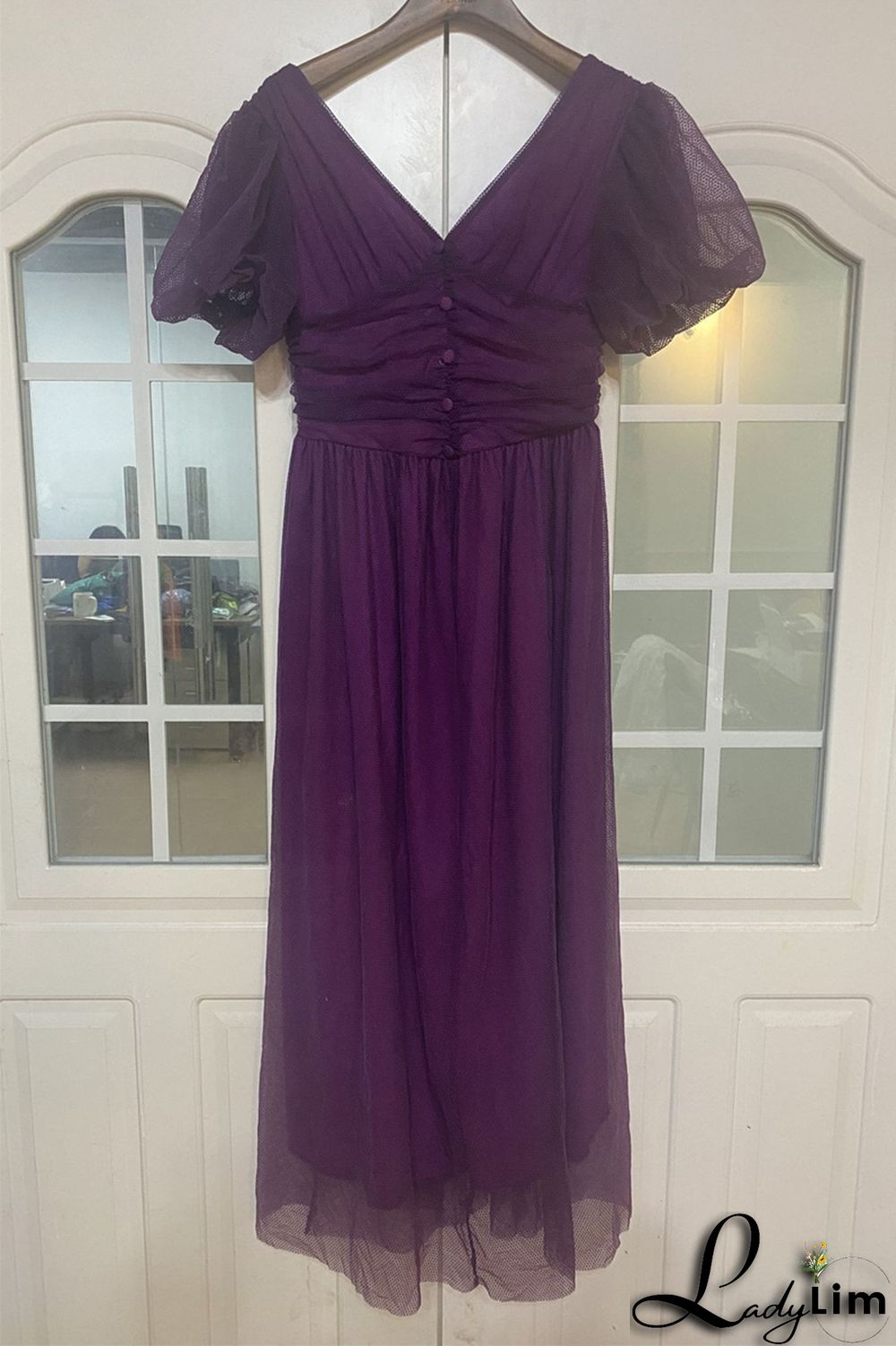 Purple Fashion Casual Solid Split Joint V Neck A Line Dresses