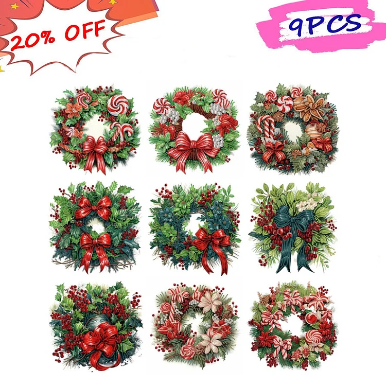 Christmas Wreath 30*30CM (Canvas) Special Drill Diamond Painting gbfke