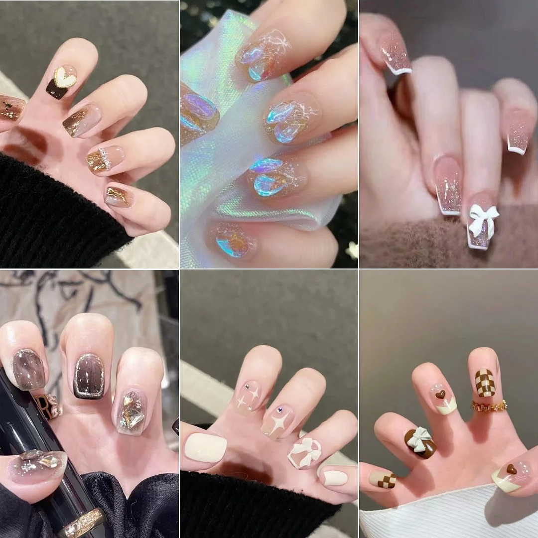 Churchf Nail Blush Love Dizzy Dye Wear Piece Advanced Sense Short Nail Piece Extension Removable Fake Nail Finished Products