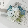10PCS Blue Wedding Catering Bridal Groom Guests Corsage Boutonniere Wrist Artificial Flower Bouquets