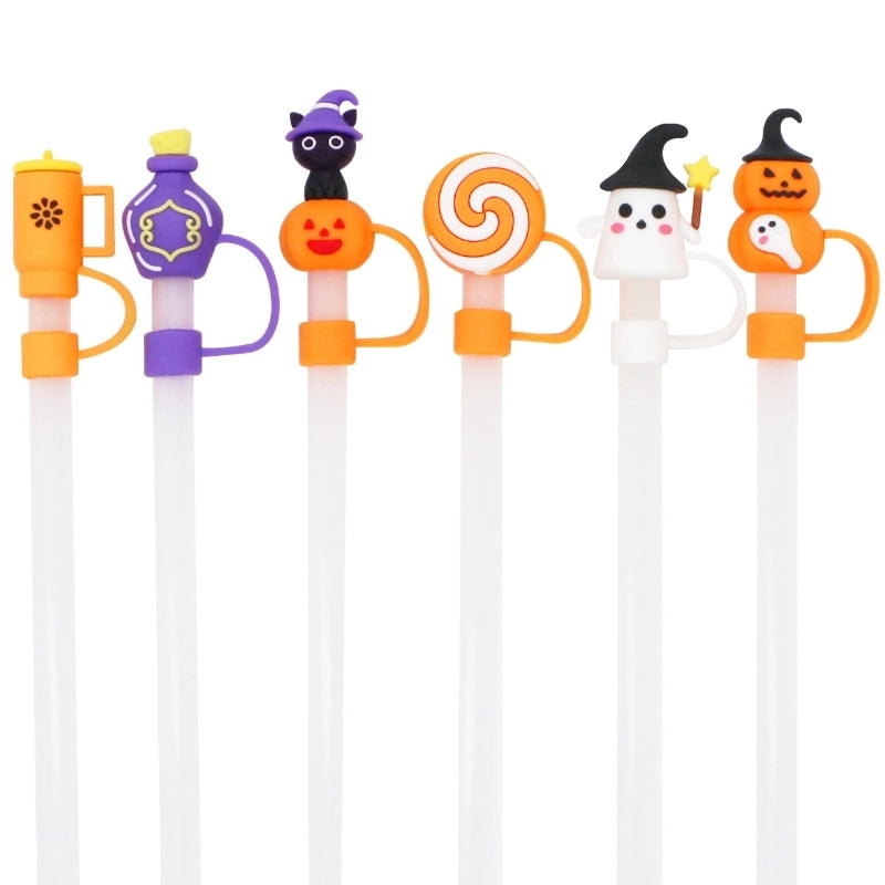 Halloween Casual Elegant Cute Pumpkin Star Silica Gel Straw Decorative Cap 1 Piece
