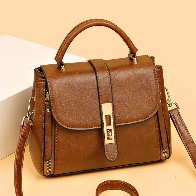 Women’s Medium All Seasons Pu Leather Solid Color Classic Style Square Flip Cover Handbag